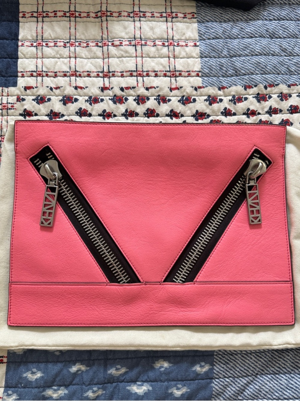 Kenzo Kalifornia leather zip clutch